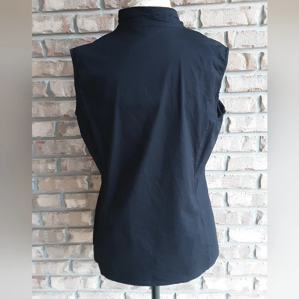 Ming Wang Black Sleeveless Zip Front Cotton Blend Top - Picture 4 of 7